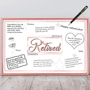 WATINC Retirement Party Decorations Jumbo Card, Rose Gold Congrats Retired Message Greeting Card, Large Guest Book Farewell Party Supplies, Signature Sign Goodbye Poster for Office Coworker Men Women