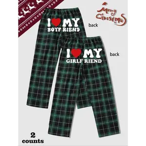 Unisex Couple Pajama Pants, Plaid Print Sleepwear, Comfortable Casual Nightwear, Best Gift for Couples, All Seasons GARMENTARY