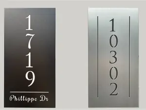 Sassy Squirrel Ink Personalized Illuminated Aluminum House Sign - Integrated Lighting - Dawn to Dusk Sensor - Street Address Numbers - Reflective - Optional Solar Panel Add-On - Silver Brushed