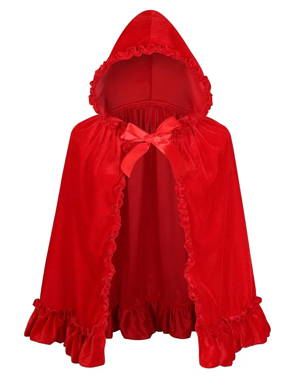 Women's Red Riding Hood Cape Costume, Velvet Halloween Cloak, Fairy Tale Party Outfit for Adults Womenswear Clothes