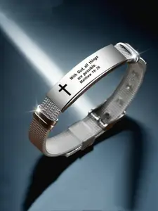 Adjustable Bible Verse Bracelet, Stainless Steel Wrist Scripture Jewelry with Bible Verses, Christian Religious Gift for Men/women, Easter, Christmas, Birthday Present