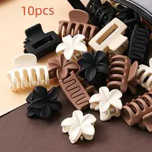 10pcs Random Mini Hair Clips Set, Geometric & Floral Designs, Durable Plastic, Flower Hair Clip, Fun Hair Clips, Perfect for Daily Use, Parties, Travel, Best Friend Gift