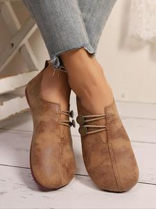 women's fashionable solid color buckle decorated flat shoes, casual comfortable round toe shoes for daily wear, lightweight breathable shoes for all seasons, girl