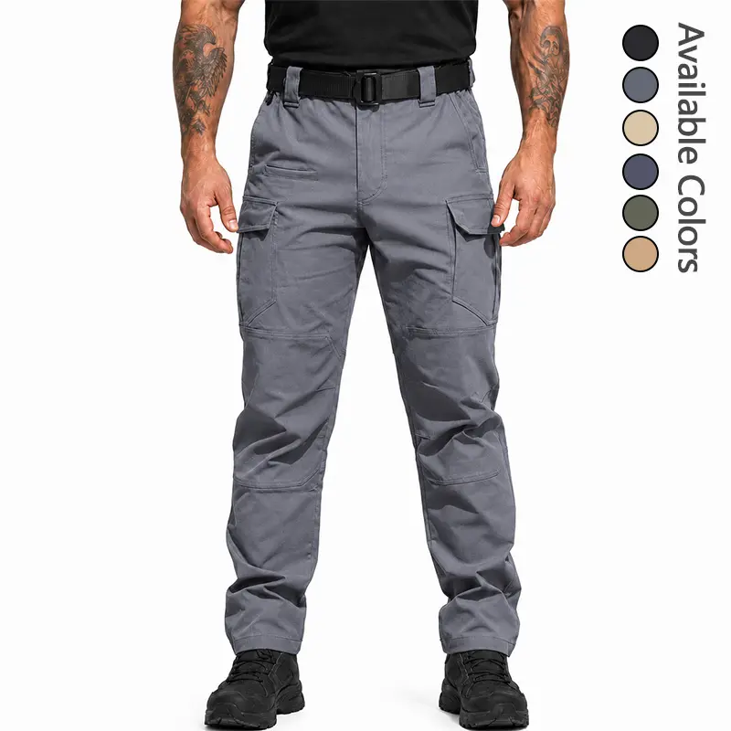 Men’s tactical cargo pants, rip-resistant multi-pocket straight-leg work trousers, practical combat long pants for outdoor hiking and hunting