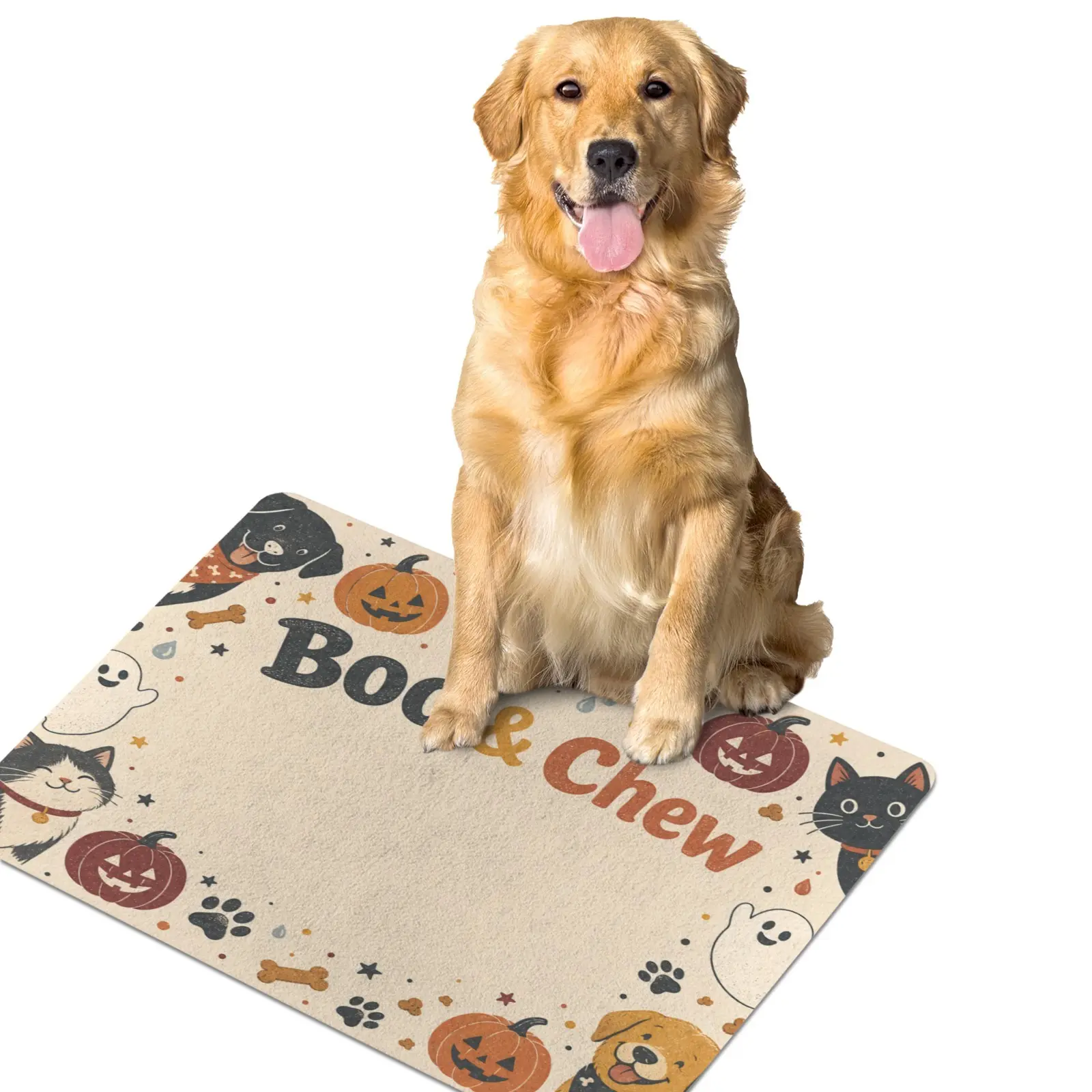 Pet Feeding Mat, Waterproof Oil Proof Non Slip Rubber Bottom 60 x 50 cm, Stain Resistant Washable Pet Food Mat for Pet Feeding Area Home Decor
