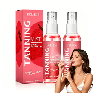 100ml Strawberry Self-Tanning Spray (2/3 Bottle Option), Glycerin & Hyaluronic Acid Infused, Long-Lasting Natural Bronzer for Golden Wheat Skin Tone, Mild Hydrating Moisturize Self Tanner for Smooth Glowing Body Skin Care