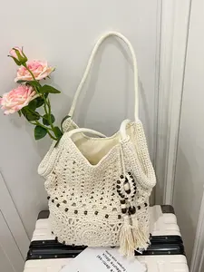 Handmade Crochet Beach Bag, Breathable Hollow Design, Fits Towel/sunscreen/phone, Perfect for Beach/festival/commute, Summer Crossbody Bag