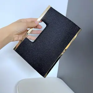 Portable Mini Handbag - Compact Design with Black Fabric Top & Gold Handle - Ideal for Everyday Use