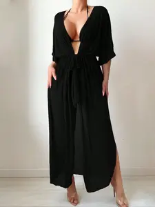 One-Piece Kimono Hoodie Loose Casual Fashion Sun Protection Beachwear Kimono Cover Up, High-Quality Comfortable Stylish