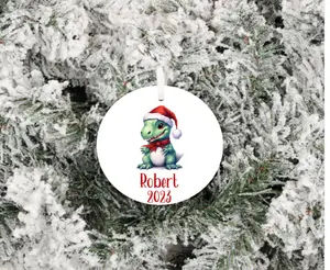 Christmas Dinosaur Ornament Personalized