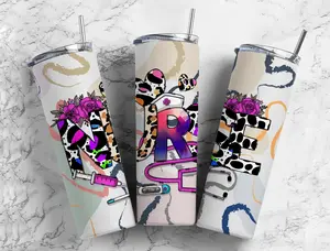 Nurse leopard print 20oz Sublimation Tumbler 20oz Tumbler, Tumbler with Lid and Straw, Hot and Iced Coffee, Tea for Office, Car, & School