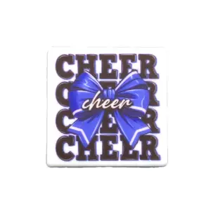 1pc CHEER Printed Silicone Focal Beads - ECB Custom Beading & Crafting Cheerleader Gift Ideas