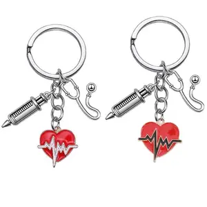 Nurses' Day electrocardiogram keychain, graduation gift, Christmas gift for nurses, doctor's gratitude products, trendy keychains, bags, pendants, mobile phone case accessories.