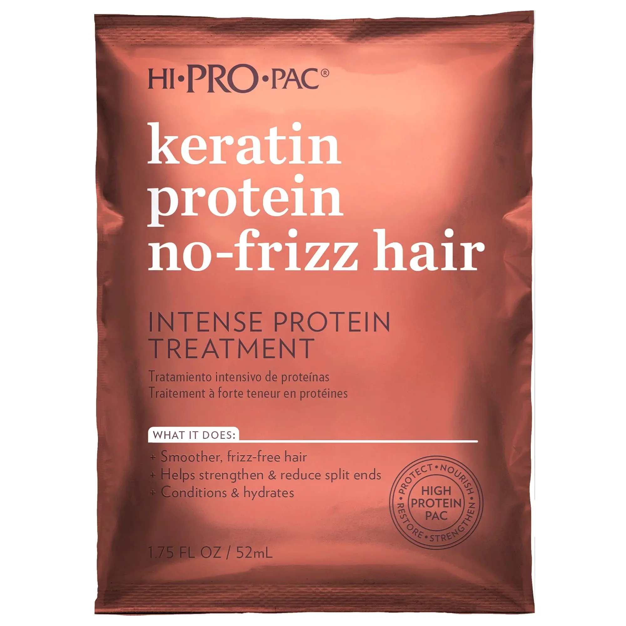 Hi-Pro-Pac Keratin Protein Haircare Treatment, Deep Conditioning Anti-Frizz Mask for Glossy Hair, For Dry, Color-Treated Hair, 1.75 oz Packet