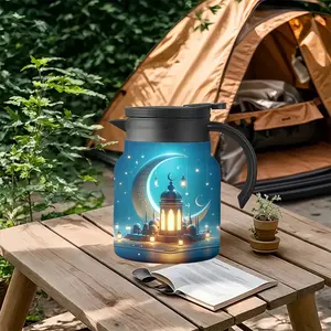 1pc 34oz Stainless Steel Insulated Water Bottle Blue Moon Mosque Night Scene Design, Home Office Drinking Cup, Perfect for Daily Use, Insulated Flask