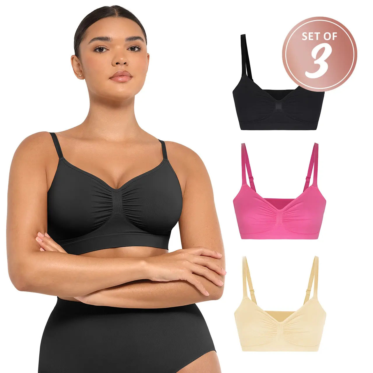 Black & Light Beige & Bright Pink