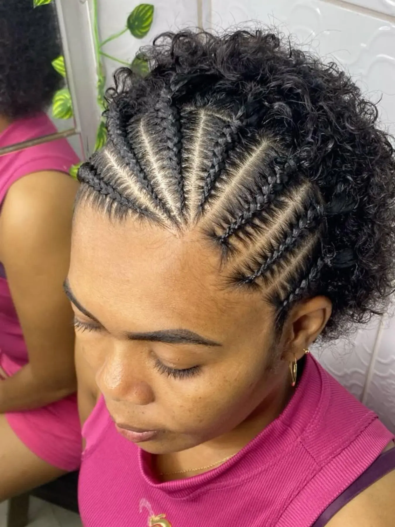 Cornrow with Afro Puff Wig 13x4 Inch Lace Front Wig with Baby Hair Pre Plucked  Transparent Frontal Wigs for Black Women Natural Hairstyle Kinky Curly Wig