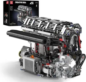 Mould King 10087 L4 Casoline Engine MOC Building Blocks Kit - 1787 Pieces to Build Your Own Mini Engine That Works - DIY STEM Model for Kids Ages 14+