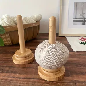 Wooden Thread Ball Holder, Desktop Organizer, Multi-Functional Rotating Wooden Spool, Ergonomic Design, Natural Wood, Smooth Surface