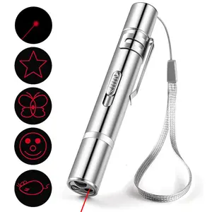 Multi-Pattern Laser Pointer Cat Toy, USB Rechargeable Interactive Pet Chase Light with 5 Modes for Boredom Relief, Stainless Steel Pointer for Cats and Dogs