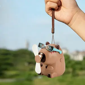 1pc Creative Capybara Fan with Sunglasses, USB Rechargeable Electric Mini Fan for Summer, Student Portable Cooling Device