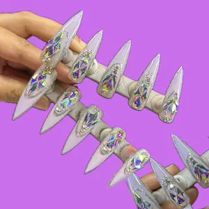 Very Special - Set of 10 Press On Nails Glossy Stiletto Size Large Matte Coffin Gel Nails for Small Larger Beds Secure Fit