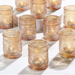 24pcs Gold Glass Votive Candle Holders, Wedding Decorations, Gold Centerpieces for Tables, Bridal Shower Fall Party Home Table Decor