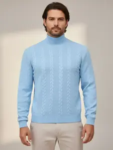 Men's autumn and winter knitted turtleneck long-sleeved sweatshirt knitwear, suitable for daily wear, vintage zipper half button design, casual versatile trend simple fitted pullover, is a must-have item in men's wardrobe.