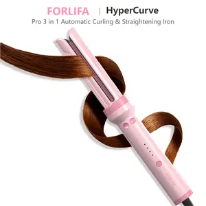 FORLIFA Pro HyperCurve:3-in-1 Cool Air Automatic Curling & Straightening Iron,5 Min Quick Styling,360° Cooling Airflow,1.1Billion Negative Ions, Triple Hair Protection,2-Way Rotation,Anti-Scald,Anti-Tangle, Hair Flat Iron Hair Styling Tools,Summervibes
