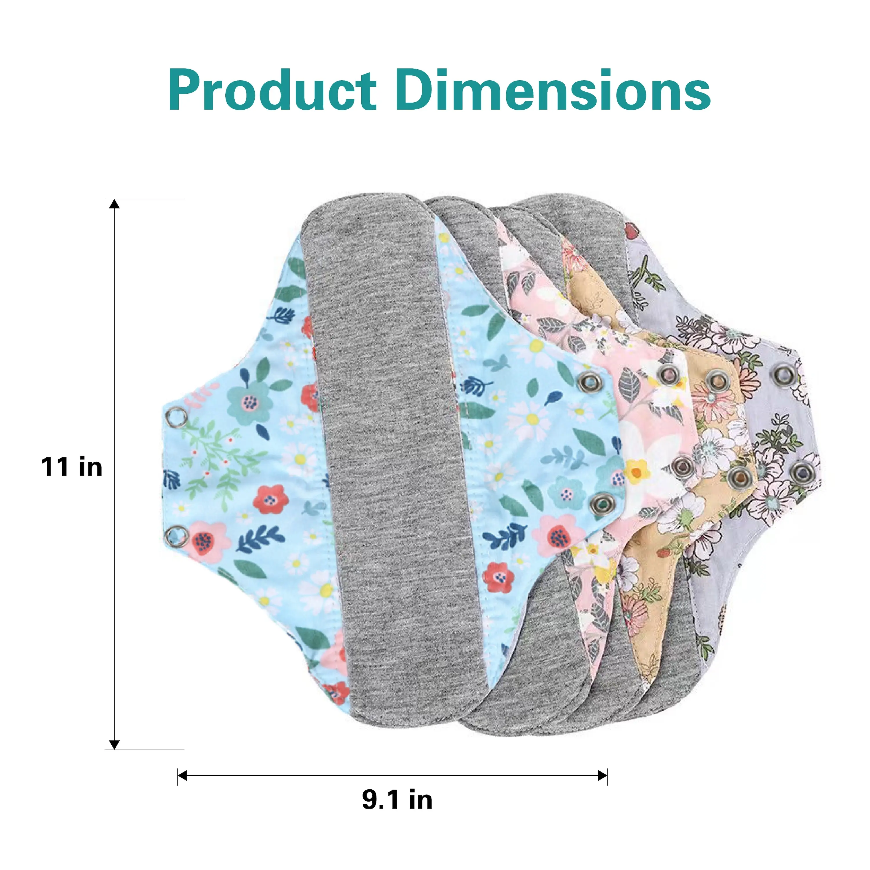 Reusable urinary incontinence pad and graphene pad sanitary napkin, suitable for women/postpartum/urinary incontinence patients, 11in long (6 pcs/12 pcs)