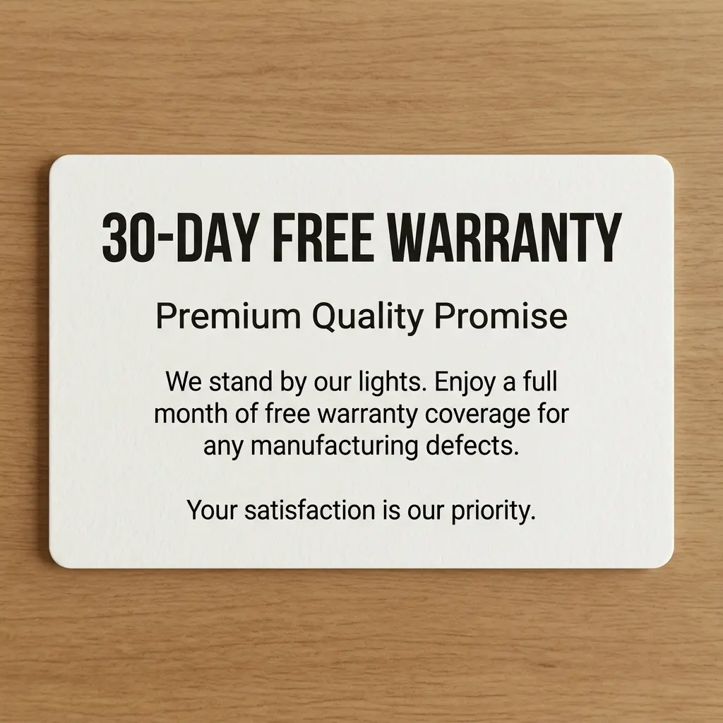 Official 30-Day Warranty Card for Lighting Decor