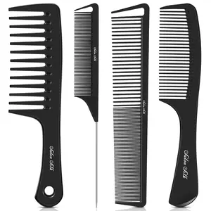 4PCS Professional Comb Set, Wide Tooth Rat Tail Fine Tooth Hair Combs, Braiding Cutting Barber Styling Curly Parting Set for Men and Women