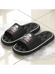 Jujutsu Kaisen Satoru Gojo Hollow Out Slippers, Anime Character Print Non-slip Slides for Men Women, Lightweight Soft Sole Open Toe Sandals, Breathable Quick-drying Footwear for Indoor Outdoor Beach