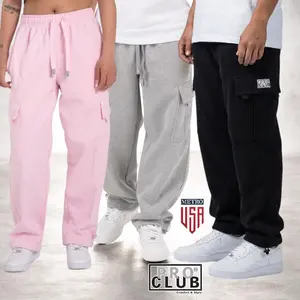 PRO CLUB Heavyweight Fleece Cargo Pants - Relaxed Fit, Adjustable Fit for Maximum Comfort, Winter Menswear, Durable and Warmth Casual Slant Pocket Fashion Casual Trousers