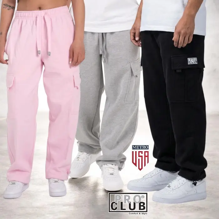PRO CLUB Heavyweight Fleece Cargo Pants - Relaxed Fit, Adjustable Fit for Maximum Comfort, Winter Menswear, Durable and Warmth Casual Slant Pocket Fashion Casual Trousers