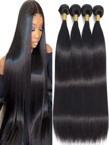 4PCS 4A-NST Natural Black Silky Straight Human Hair Bundles, Brazilian Hair Weave