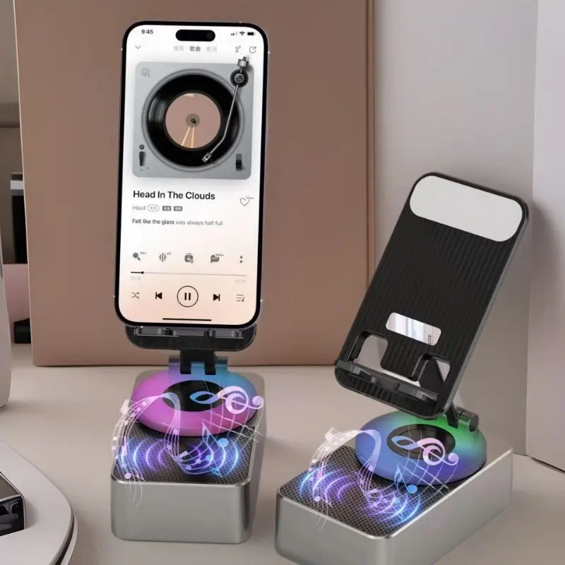 New 3-in-1 Cell Phone Stand & Bluetooth Speaker, Multifunctional Foldable Lazy Bracket Speaker Wholesale from Factory