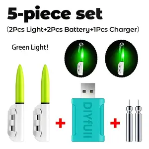 5-Piece Fishing Gear Set, Fishing Equipment, Includes Rod Tip Lights & Rechargeable Batteries, USB Charger Included, Ideal for Night Fishing