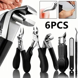 6PCS Ingrown Toenail Clipper Nails Kit Set, Professional Heavy-Duty Pedicure Tools for Men & Women, Razor-Sharp Angled Blade for Thick Nails, Complete Care Kit with Cuticle Nipper & File trimming