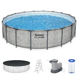 Bestway Steel Pro MAX 18'x48" Round Above Ground Swimming Pool with Pump & Cover Bestway Steel Pro MAX 18'x48" Round Above Ground Swimming Pool with Pump & Cover