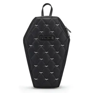 Black Quilted Coffin with Bat Studs