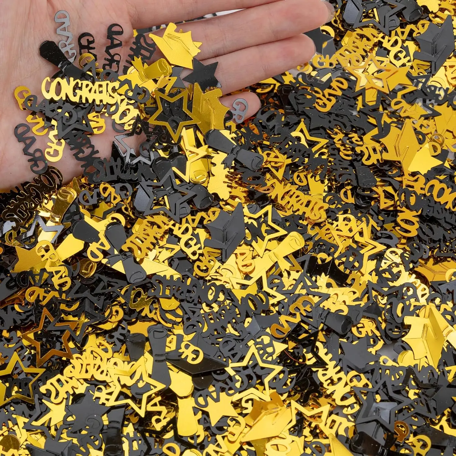 2500 count Graduation Confetti Decorations, Black  Congrats Grad Table Confetti Class of 2026 Glitter Graduation Sequin for 2026 Graduation Party  Decoration,100g