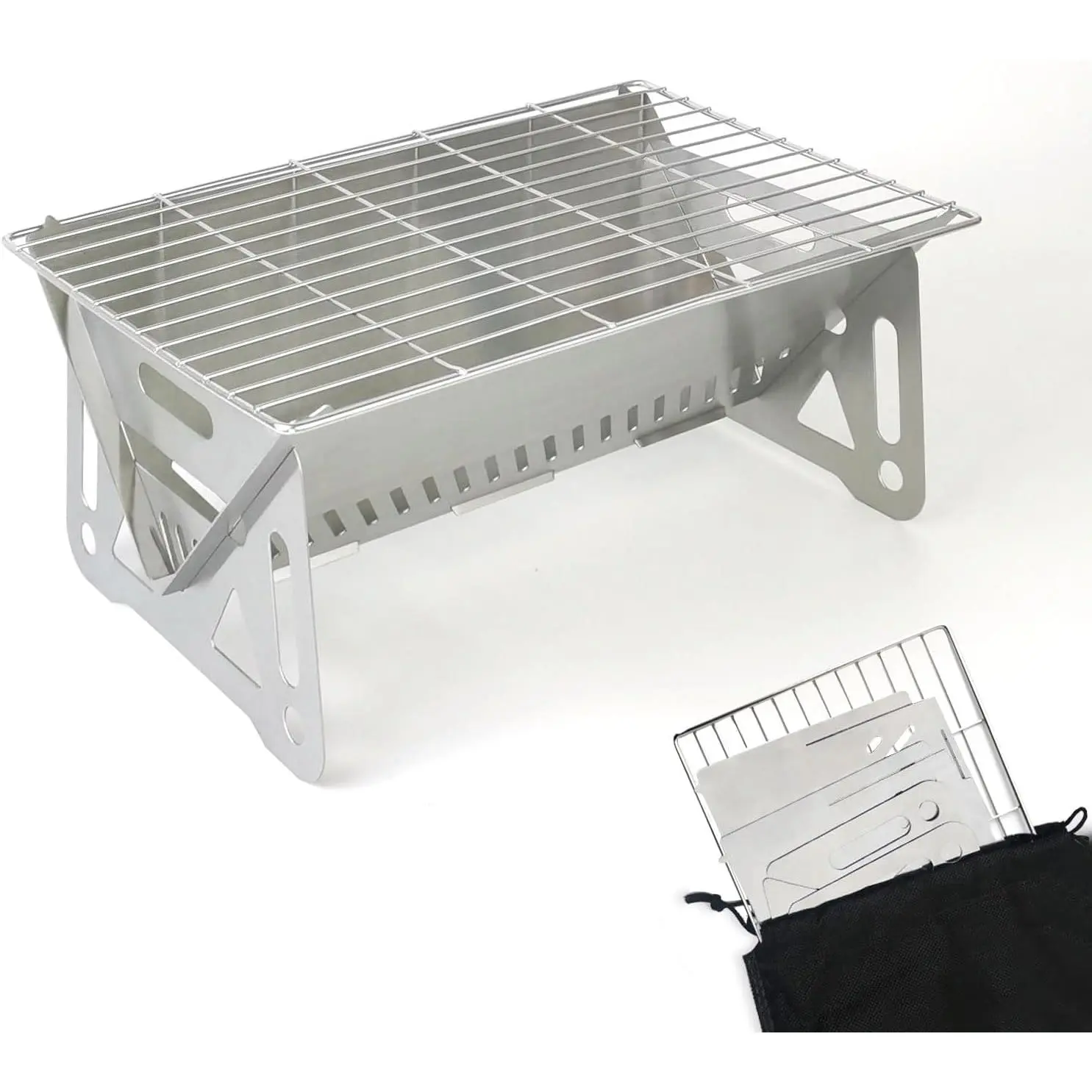 Mini Portable Charcoal Grill,Small BBQ Grill Tabletop Fire Pit for Camping Patio Outdoor Stainless Steel Camping Folding Barbecue Grills Backpacking Grills