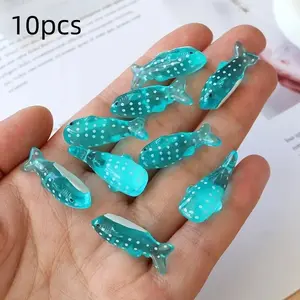 10 Cute Transparent Blue Shark Figurines for Ocean Theme Decor, Resin Micro Landscape Accessories for Creative Jewelry Making