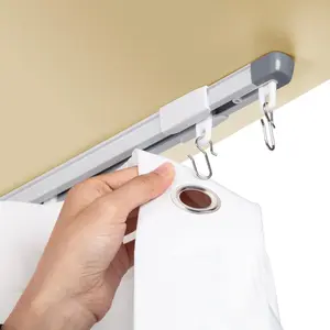 Ceiling Curtain Track,Retractable Ceiling Track for Curtains,2.8-5.2ft,Room Divider Curtain Rod,Ceiling Rails Set with Silent Rollers and Hooks for Living room/Bedroom/Shower/RV