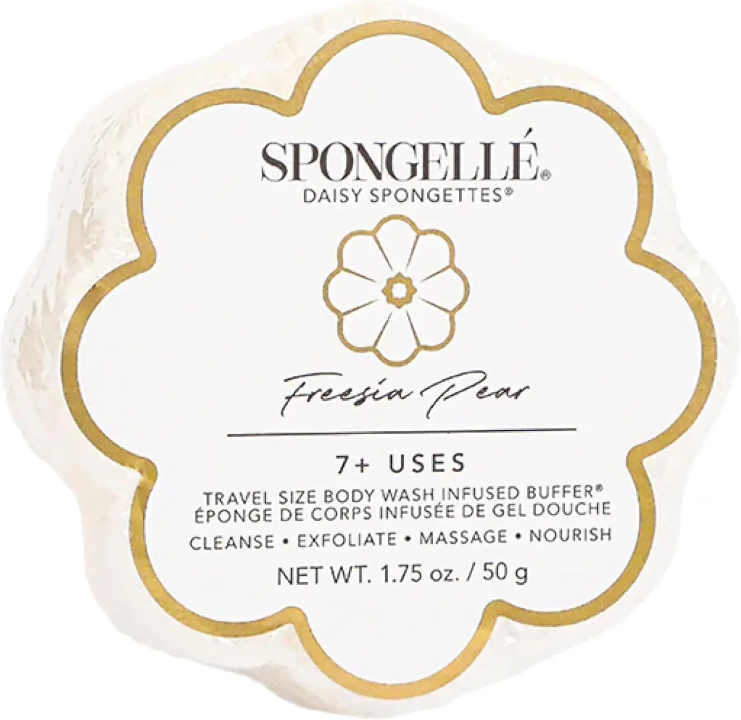 Spongellé Freesia Pear Daisy Spongette Body Wash Sponge, Travel Size, 7+ Uses