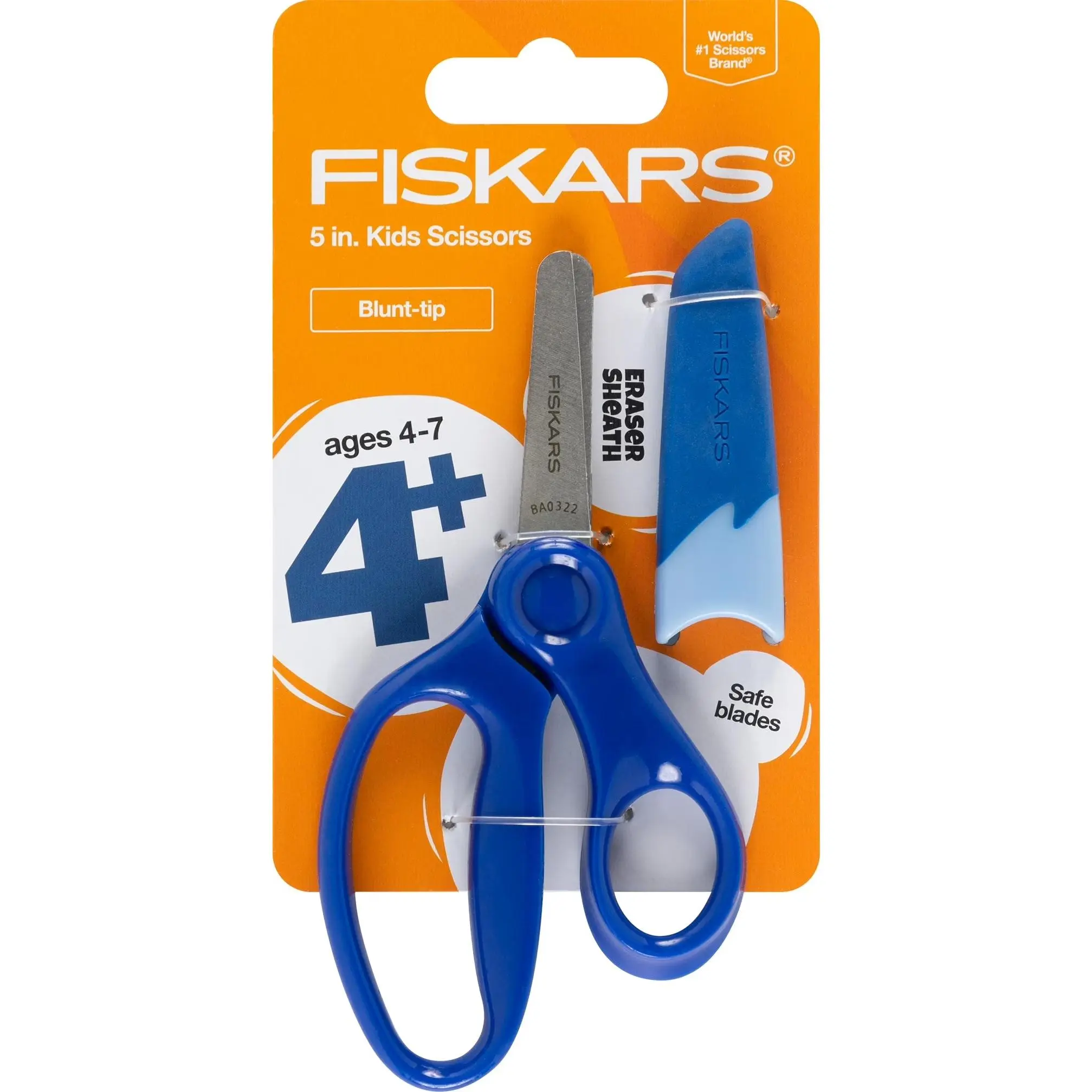 Fiskars 5" Blunt-Tip Kids Scissors – Safe, Ergonomic Design for Ages 4-7, Blue