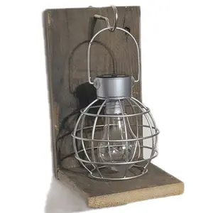 Handmade Rustic Wall Sconce Canfield Holder with Solar Light