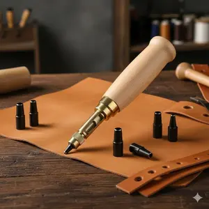 Automatic Belt Hole punch Kit with Silent Rotary Punch, Industrial-Grade Metal Plastic leather Watch Punching Die Set, Precision DIY hand Tool for Drilling Screws and Repairing Belt Eyelets