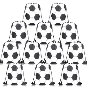 12-Pack Polyester Drawstring Bags, Portable & Reusable for Football, Birthday, Christmas, Halloween Parties, Ideal for Gifts & Candies